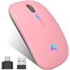 HZD Mouse Wireless Ricaricabile, Mouse Bluetooth, Mouse 2,4 GHz con Mini Ricevitore USB, 1600 DPI Mouse Senza Fili, Mouse Silenzioso, Mauser Wireless Compatibile con Apple, Mac, PC, Laptop, Windows