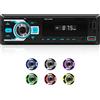 Rimoody Autoradio 1 Din,Stereo Auto con Bluetooth 5.1 FM Radio USB/SD/AUX-IN con Bluetooth Vivavoce Mobile Localizzazione APP Controllo Vocale 7 Colori di Luce Controllo App