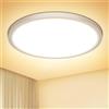 NIBSHOOM Plafoniera a LED rotonda, piatta, 3000 K, 18 W/1800 lm, IP44, impermeabile, ultra sottile, per camera da letto, soggiorno, corridoio, cucina, ufficio, 220 x 17 mm