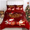 WZXGHE Copripiumino Matrimoniale Natalizio 135x200,Set Di Biancheria Da Letto Con Babbo Natale E Alce, Regali Di Natale Per Bambini E Adolescenti (Weihnachtsmann-A, 135x200cm)