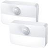 Ankilo Luce con Sensore di Movimento da Interno, luce notturna LED a batteria senza fili, luce da parete, luci per armadi, luci sicure per scale, armadietto (Confezione da 2 - Bianco)