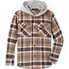 Spring&Gege Camicia a maniche lunghe da ragazzo con cappuccio a quadretti Button-Down in flanella per bambini, Colore: rosso, 7-8 Anni