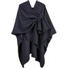 Daelesr Scialle Donna Elegante, 130x150cm, Coperta con Frange, Poncho Scialli da Donna, Cape Cardigan Incrociato, Sciarpa e Mantella (IT, Testo, Taglia Unica, Regular, Regular, Nero)