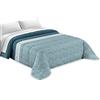 Tata Home Trapuntino Copriletto Trapuntato Primaverile Estivo 100 gr/mq Quilt Leggero Letto Due Piazze Matrimoniale 260x260 cm Fantasia Borbon Maculato Made in Italy Colore Azzurro Blu
