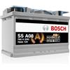 Bosch Automotive Bosch S5 A08 Batteria Auto AGM 70 A/h - 760 A - 12 V, Batteria AGM al Piombo-Acido per Veicoli con Sistema Start/Stop, Polarità: Sinistra (-) Destra (+), 278 x 175 x 190 mm