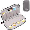 BOJLY Custodia per chiavette usb, custodia per accessori in nylon Custodia imbottita impermeabile con 9 scomparti per scheda SD, chiave USB, cavo per auricolare e disco rigido esterno, Grigio