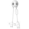 Xoopar Multi USB 3 in 1 Cavo Octopus Mini Caricatore USB Universale Progettato con USB/USB C e Lightning Compatibile con Apple Samsung Android Jelly Bianco