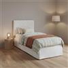 Talamo Italia - Letto singolo Cleonice, Set testata in ecopelle con rete ortopedica e mantovana, 100% Made in Italy, adatta a letto Singolo, materasso incluso, Cm 80x190, Bianco