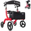 Mobiclinic® pro, Deambulatore per anziani, Pieghevole con una sola mano, Ruote grandi, Doppio sistema di frenata, Invicto, Allterrain, Cestino ampio, Sedile e schienale imbottiti, Altezza regolabile
