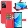 BOCTECH Cover per OPPO A57S / A57 4G, Custodia a Libro Portafoglio in Pelle PU e Silione Morbido con Porta Carte, Magnetica e Supporto Flip Case Antiurto per OPPO A57S / A57 4G, Rosso