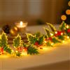 Talking Tables Set di 1 Stringa di Luci LED Agrifoglio, 2,6 m, Ideale per Decorazioni Natalizie, Matrimoni, Feste, Alimentazione a Batteria
