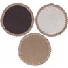 Villa d'Este Home Tivoli Set 3 Tovaglietta in policotone, cornice intrecciata in juta, Ø 38x1,5cm, Shades of chocolate