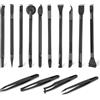 InnoHHustle Set di 14 spatole in plastica per la pulizia delle fessure dell'auto, set di spatole per dettagli auto, antigraffio, piccolo coltello per mastice, pinzette antistatiche per spazi ristretti