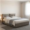 Talamo Italia Letto Piazza e Mezza Miriam, Letto Contenitore con Rivestimento in Tessuto, 100% Made in Italy, Apertura Frontale, Adatto per Materasso Cm 120x190, Tortora
