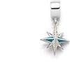 DUR Ciondolo singolo a forma di rosa bussola, da donna, in argento Sterling 925, con sabbia e sabbia da spiaggia, multicolore, dimensioni: 1,25 x 1,5 cm, F330, 1,25x1,5 cm, Argento sterling, Nessuna