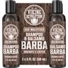 Viking Revolution - Shampoo Barba Uomo - Include Balsamo con Oli di Argan e Jojoba - Ammorbidisce, Lenisce e Rinforza la Barba - Oud Maestoso - 2x150 ml