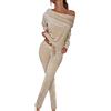 ORANDESIGNE Completo Donna Elegante Invernale Due Pezzi Sportivo Tuta Velluto Felpa e Pantaloni Casual Outfit Casa Pigiama Set Cordinati Abbigliamento Moda Tracksuit Training Jogging Cachi S