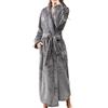Generic Accappatoio da donna in pile morbido e di lusso, super morbido, lungo flanella soffice, accappatoio con cintura, per donna unisex in cotone, accappatoio per hotel spa, 0B-Grigio, M