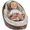 DRW Figura Bambino Gesù in Culla in Resina Dipinto a Mano 7x5x7 cm