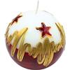 Dekohelden24 Elegante candela a sfera, candela da tavolo, candela decorativa, candela di cera con motivo natalizio, 10 cm, stella di Natale, colore bianco, rosso e oro.