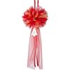 Mareli Coccarda Natalizia Fuoriporta Pon Pon da Appendere Arredo Parete, Porta o Puntale Albero Fiocco Natalizio, Rosso e Oro Decorazione di Natale