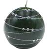 Dekohelden24 Elegante candela a sfera, candela da tavolo, candela decorativa, candela di cera con motivo gemma, candela decorativa a sfera 8 cm, colore verde scuro.