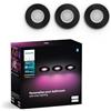 Philips Hue Xamento White & Color Ambiance faretti da incasso in confezione da 3, luci da bagno dimmerabili per il sistema di illuminazione Hue, controllo intelligente della luce tramite voce e app