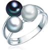 Valero Pearls Anello da Donna in Argento Sterling 925 con rodio con Perle coltivate d'acqua dolce grigiore grigiore argento blu pavone Taglia 12 60020094