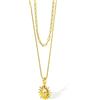VICKWOOD Collana da donna forma sole, 50-60 cm, ciondolo sole, acciaio inox, impermeabile, placcato oro rosa 16 carati, nero/argento, con confezione regalo