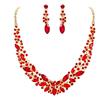 Clearine Parure Gioielli Matrimonio Sposa Collana Orecchini Set per Donne Cristallo Austriaco Marquise Grappolo Collo Pendente Colore Rubino Oro-Fondo