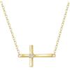 GAVU Collana Donna con Ciondolo Croce Oro 14K, Collana Croce Donna in Argento Placcato Oro con Zirconia Cubica