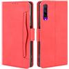 HualuBro Cover per Huawei P Smart PRO 2019, Flip Cover a Libro in Premium PU Pelle Magnetica Antiurto Case Portafoglio Custodia per Huawei P Smart PRO 2019 Cover - Rosso