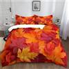 Generic Rosso Copripiumino Set in microfibra 150 x 200 cm Eleganti Foglie D'Acero Autunnali Copripiumino con federa, copripiumino traspirante, facile da pulire set di biancheria da letto