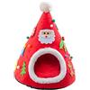 Generic Letto per albero di Natale per gatti, cuccia per gatti, cuccia natalizia per gattini, rifugio invernale caldo per animali domestici, grazioso letto per cani di piccola taglia o coniglietto (rosso)