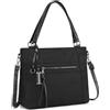 BAIGIO Borsa Donna Grande Nylon Borsa Tracolla Donna Multipoches Borsa Lavoro Donna per 14 Laptop Tote Bag per Lavoro Viaggi Shopping Scuola, Nero