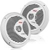 Pyle Casse Auto Marine Dual da 16,5 Centimetri, Sistema Audio Stereo Impermeabile e Resistente alle Intemperie con Potenza di 150 Watt, Cono in Polipropilene e Bordo in Tessuto, 1 Coppia, Bianco