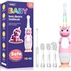 YUNCHI K3 Spazzolino elettrico per bambini da 0-6 anni bambino con luce LED colorata Smart Timer spazzolino elettrico per bambini piccoli spazzolino sonico con 4 testine morbide (Unicorno rosa)