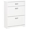 HOMCOM Scarpiera Moderna in Legno, 2 Cassetti con Mensola Regolabile per 16 Scarpe e Cassetto Piccolo, 70x29x92cm, Bianco