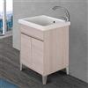 Inbagno Mobile lavatoio per Lavanderia con Vasca in Ceramica, L.61xP.51xH.87,5 cm, Linea Way in Diverse colorazioni, Vasca con strofinatoio Integrato (Rovere Chiaro)