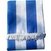 Generico SOLOVO Tenda da Sole Righe Bianco Blu Occhielli Frange 145x290