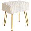 IBUYKE sgabello poggiapiedi rettangolare ottomano, tavolino da trucco Vanity Sgabello, seduta da toeletta in velluto, sedia sgabello, gambe d'acciaio dorate, per sala trucco, bianco WBD003W