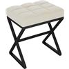 YMYNY Pouf Sgabello per Trucco, Poggiapiedi per Piedi, Sgabello con Seduta in Lino, Ottomano per Trucco con Gambe in Metallo a Forma di X', per Vanità Soggiorno Ingresso 40×30×46CM Beige HBD033Y