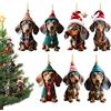 CXWK 7 Pezzi Di Decorazioni Per L'albero Di Natale Di Bassotto - Ornamenti Per Appendere L'albero Di Natale Di Cani Divertenti, Ciondoli Decorativi In acrilico 2D Per Cani Bassotto Con Cappello