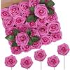 N&T NIETING Fiori artificiali, rosa calda, rose artificiali, 50 pezzi, fiori finti, con gambo, per fai da te, bouquet, centrotavola, sposa, baby shower, feste, casa, doccia