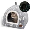 CATISM Luminosa Cuccia Gatto Interno, 2 in1 Cucce per Gatti, Pieghevole, Lavabile e Confortevole con Cuscino Rimovibile per Gatti, Animali Domestici