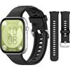 QULLOO Correa para Huawei Watch Fit 3/Fit 4/Fit 4 Pro, Flexible Silicona Reloj de Recambio Ajustable Brazalete Smart Watch Correa de Repuesto - Negro