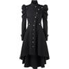 Hecatombic Donna Vintage Stile Vittoriano Alto Orlo Basso Smoking Lungo Trench Cappotto Gotico Peplo Casual Button Down Stand Collare Cappotto Vacanza (Nero,XL)