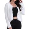 LIUYUYOUGO Cardigan da Donna,Cardigan da Donna in Maglia Pelosa Maglioni Aperti sul Davanti Cardigan Corti con Bottoni Morbidi E Caldi in Pile Cappotti alla Moda Maglioni Maglieria Top Bianco S