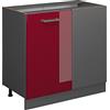 Vicco Mobile ad angolo cucina R-Line, Rosso lucido, 86 cm senza piano di lavoro