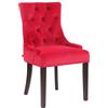CLP Poltrona Pranzo Aberdeen Stile Chesterfield in Velluto E Legno caucciù I Sedia Soggiorno Imbottita con Alto Schienale, Colore:Rosso, Colore del Telaio:Antico